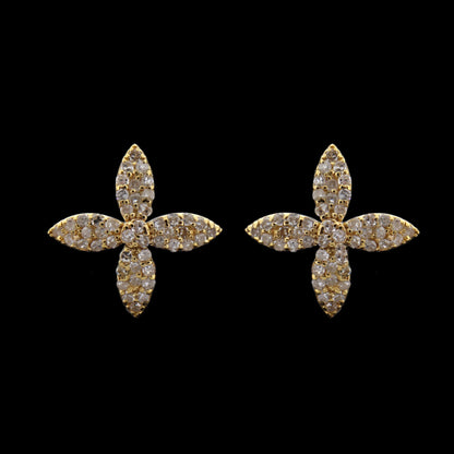 Yellow Cross Flower Stud Earring 14K Gold