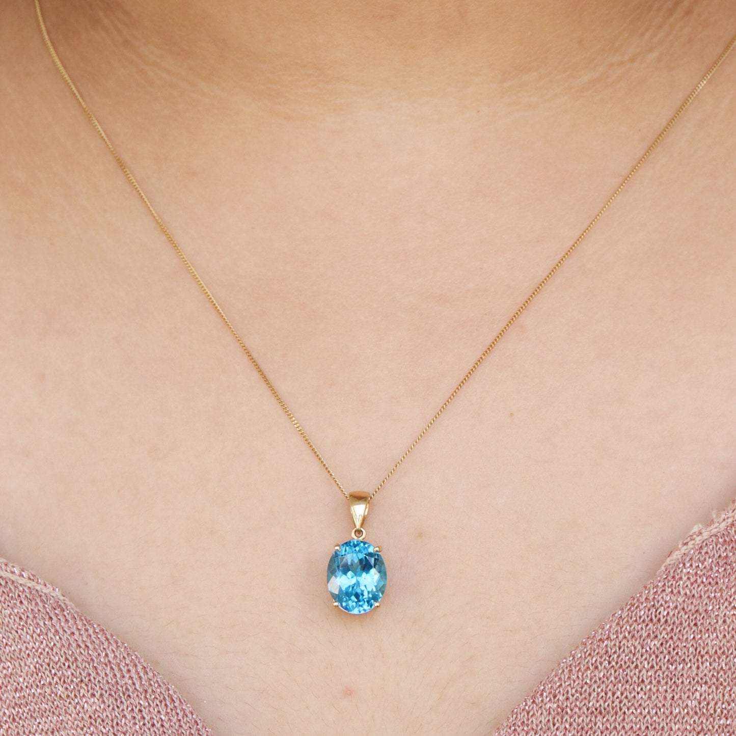 Anniversary Yellow Blue Topaz Pendant 14K Gold