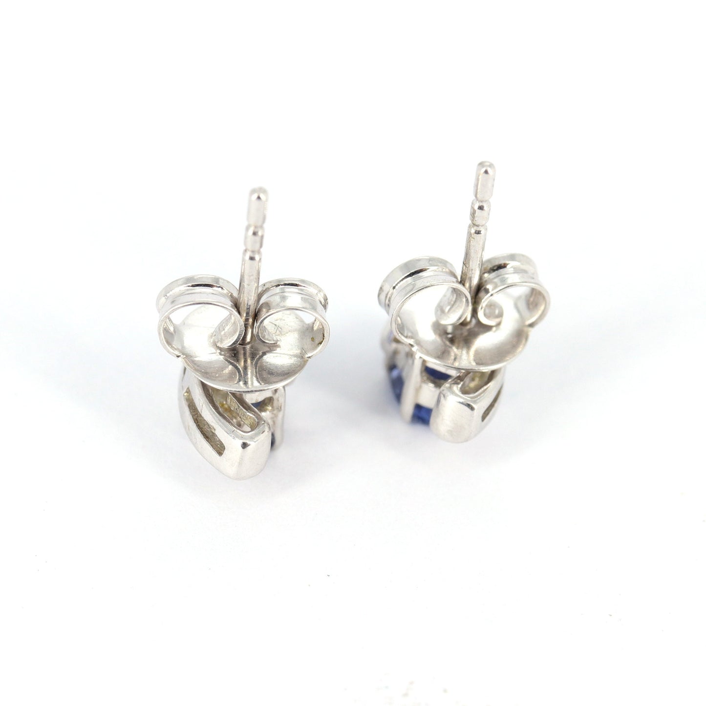 9Mm Tiny White Blue Sapphire Earring 14K Gold
