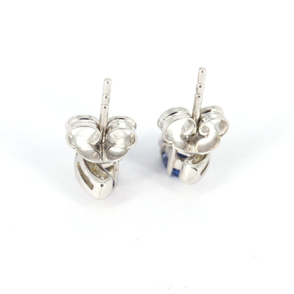 9Mm Tiny White Blue Sapphire Earring 14K Gold