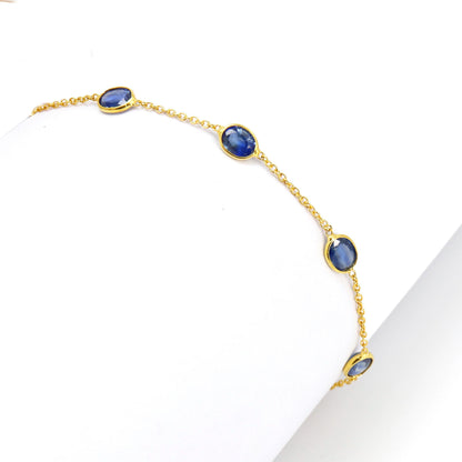 Deep Blue Sapphire Bracelet 14K Gold