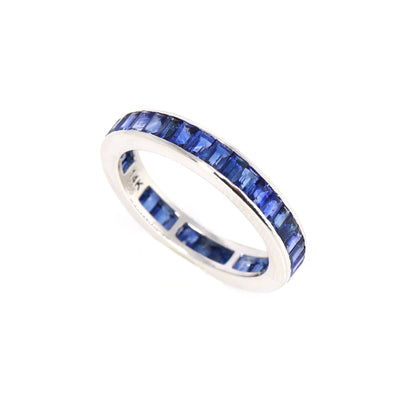 Sapphire Eternity Band . Baguette Cut Eternity Ring 14K Gold