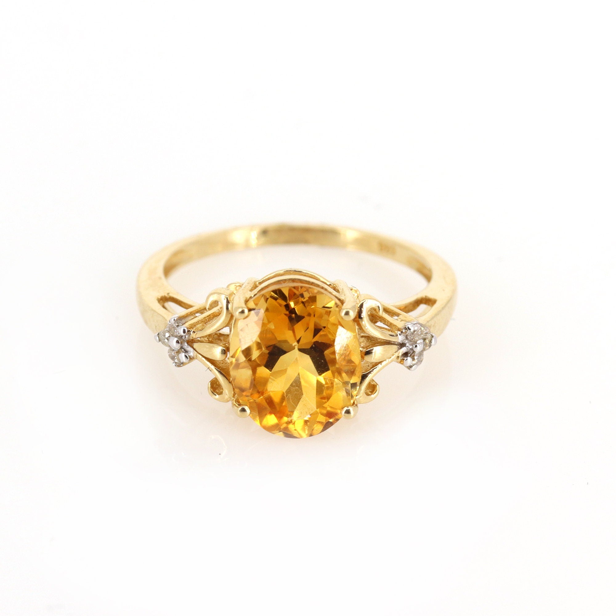 Oval Citrine Ring 14K Gold