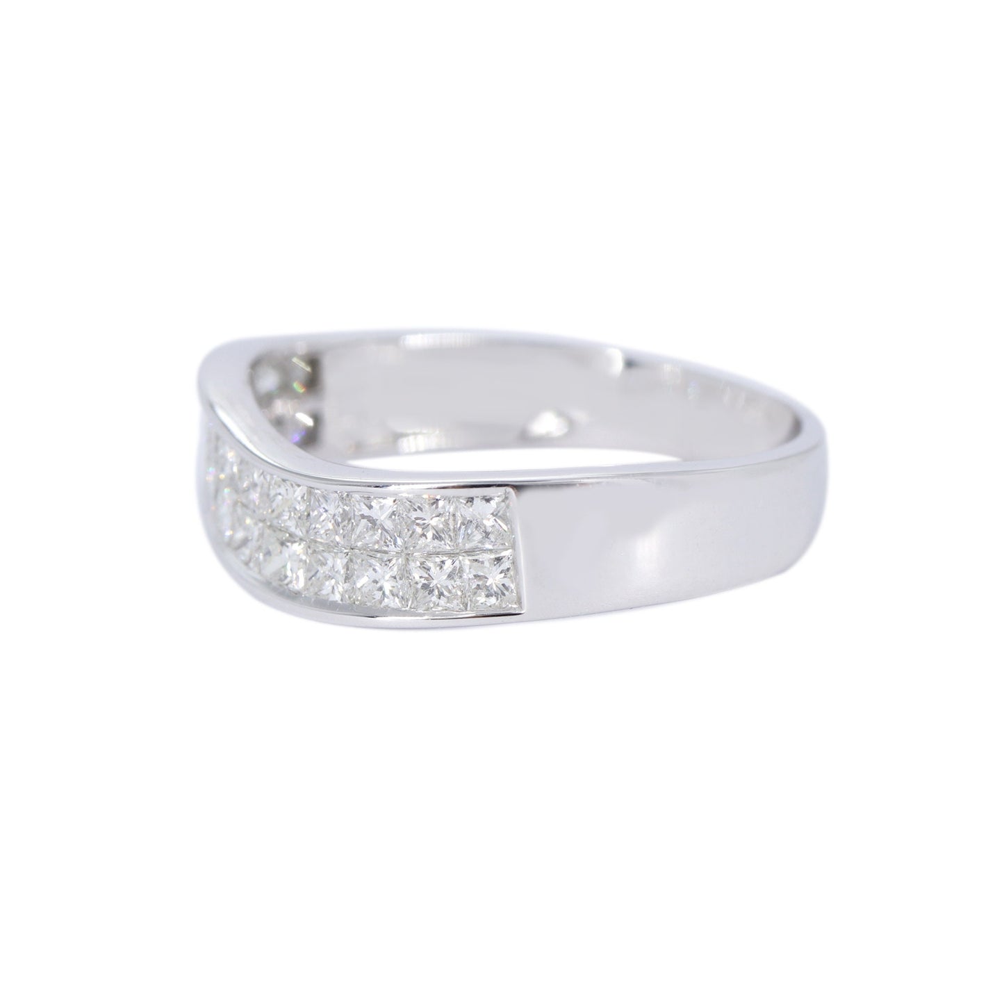 White Princess Cut Ring 14K Gold