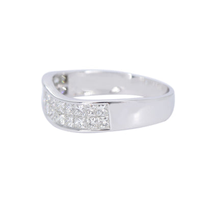 White Princess Cut Ring 14K Gold