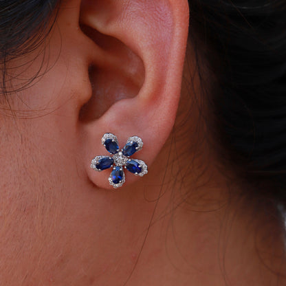 Flower Style Gemstone Earring 18K Gold