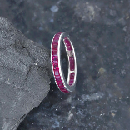 Full Eternity Band Ruby Ring Silver