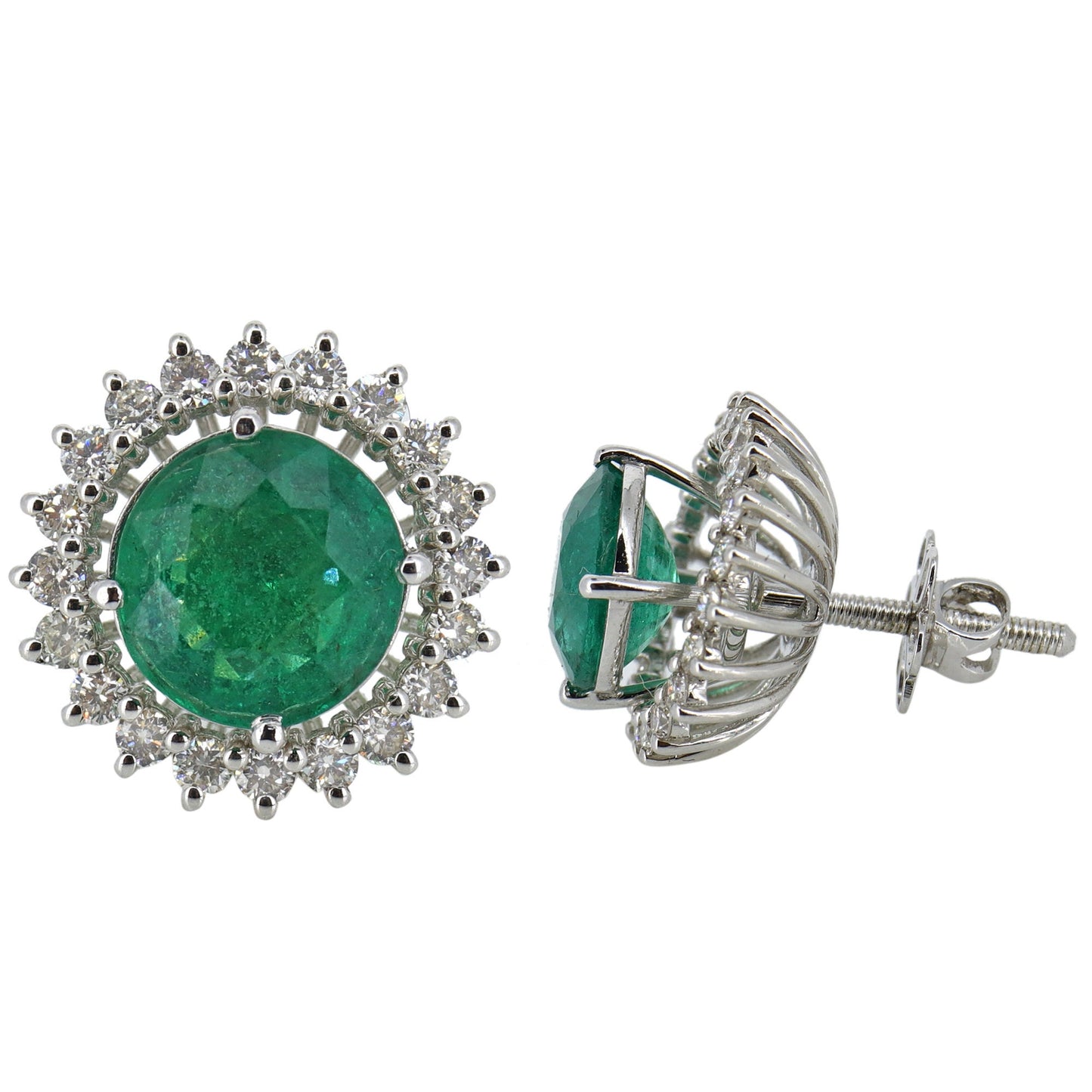 Emerald Cluster Halo Earring 18K Gold