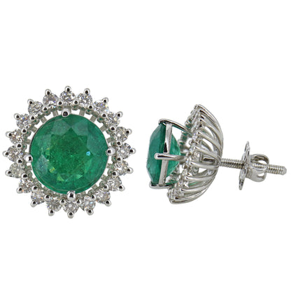 Emerald Cluster Halo Earring 18K Gold
