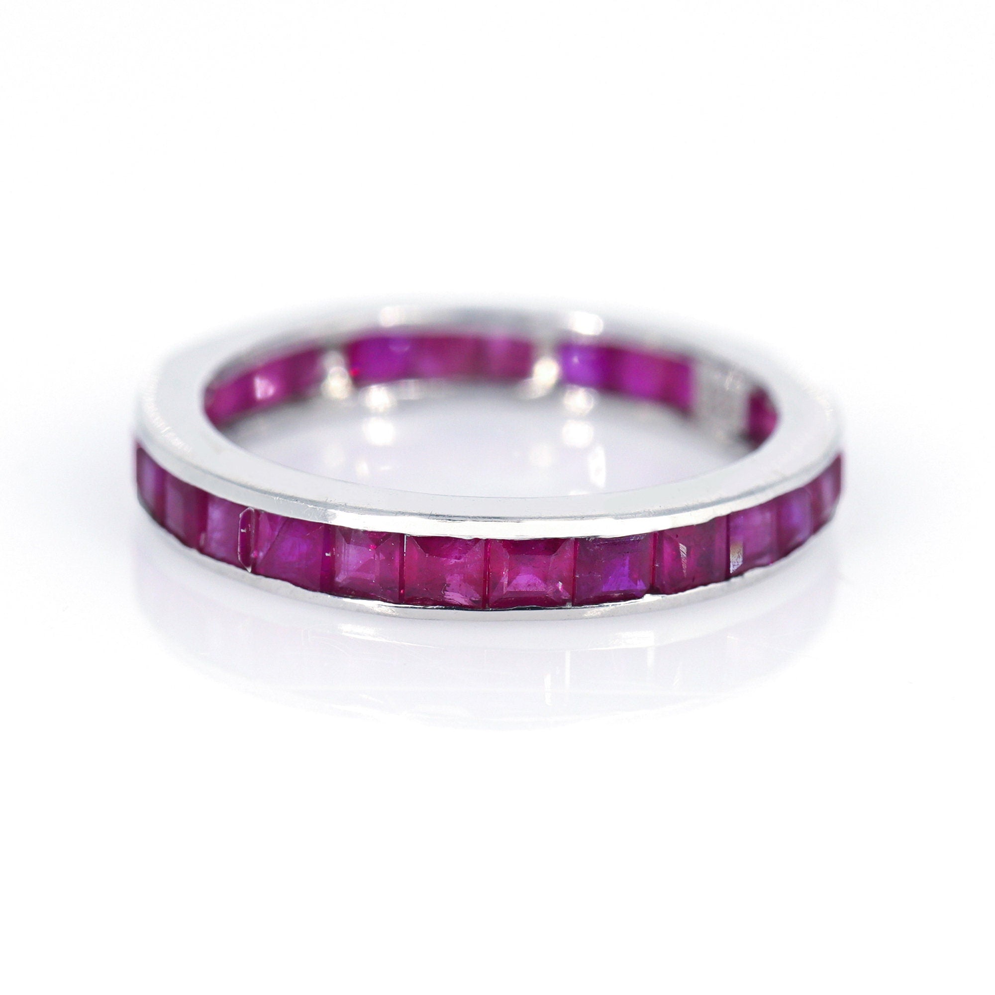 Full Eternity Band Ruby Ring Silver