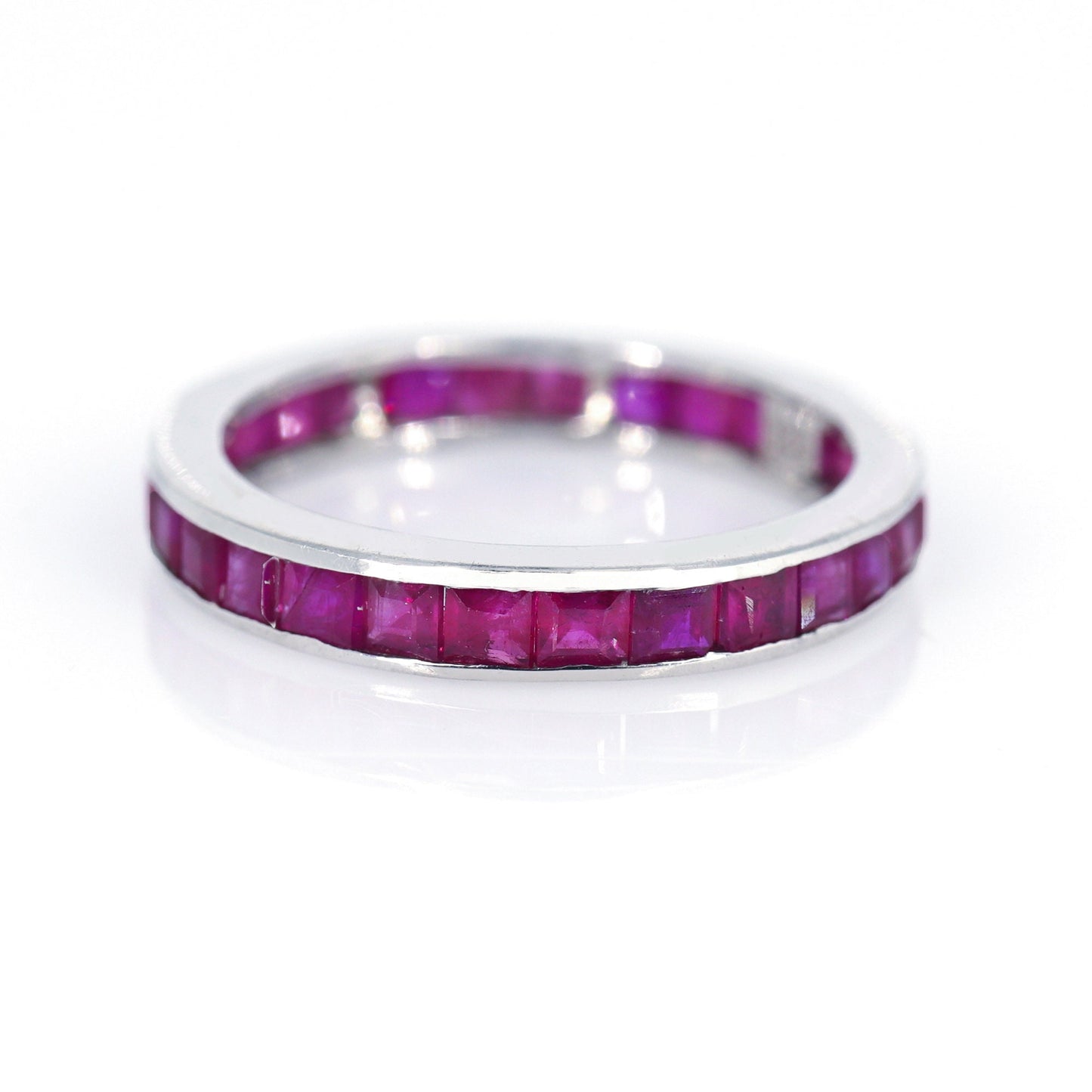 Full Eternity Band Ruby Ring Silver