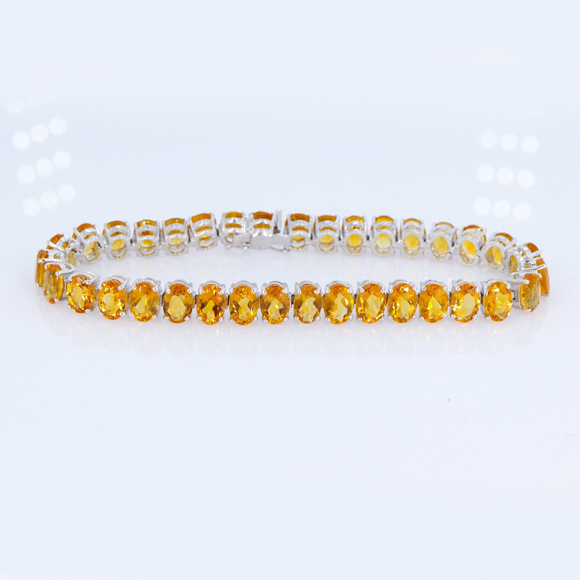 Citrine Stone Bracelet Silver