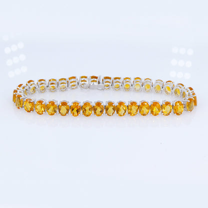Citrine Stone Bracelet Silver