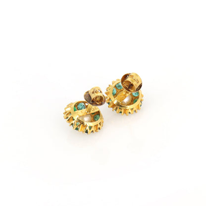 Yellow Emerald Pearl Earring 18K Gold