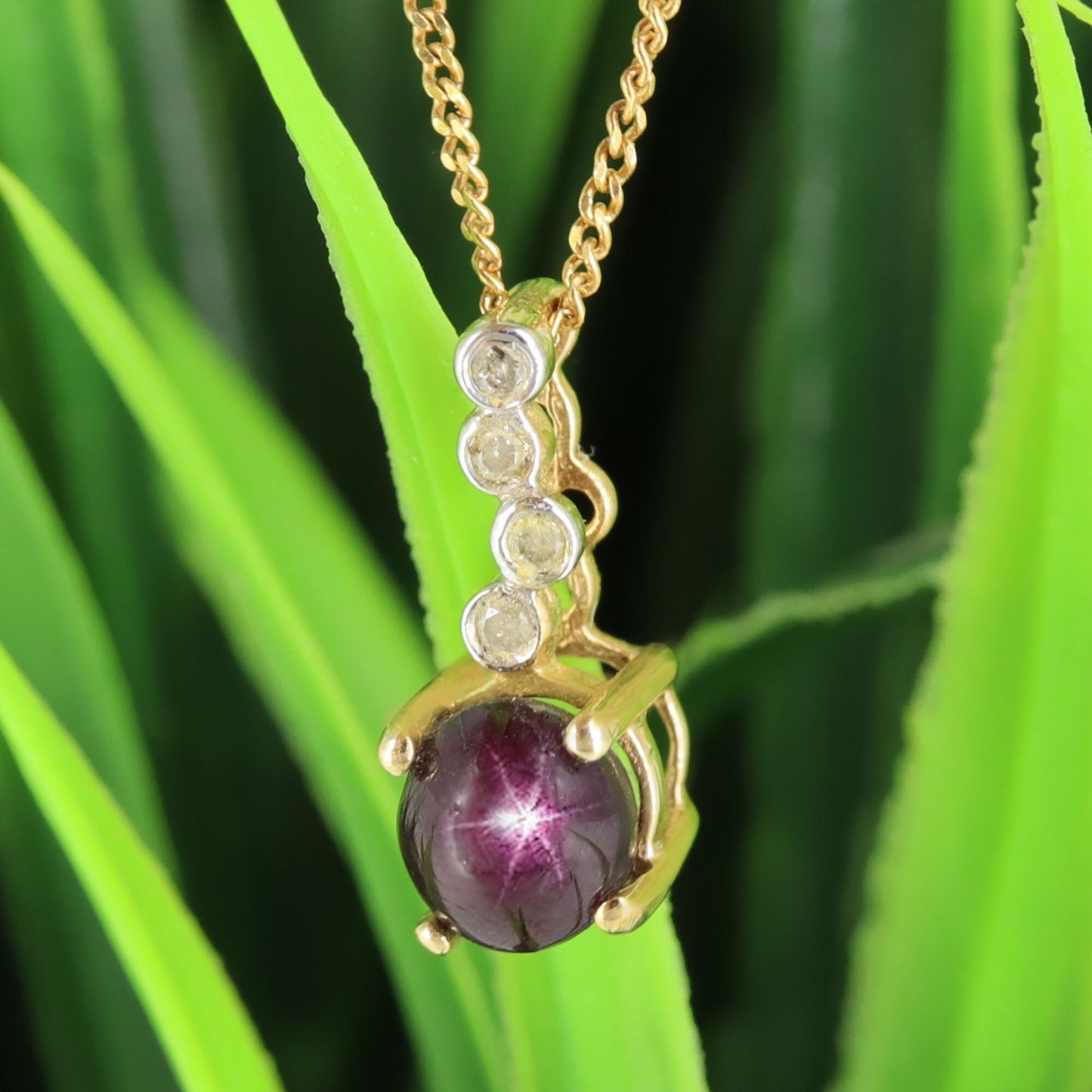 Dainty Star Ruby Pendant 14K Gold