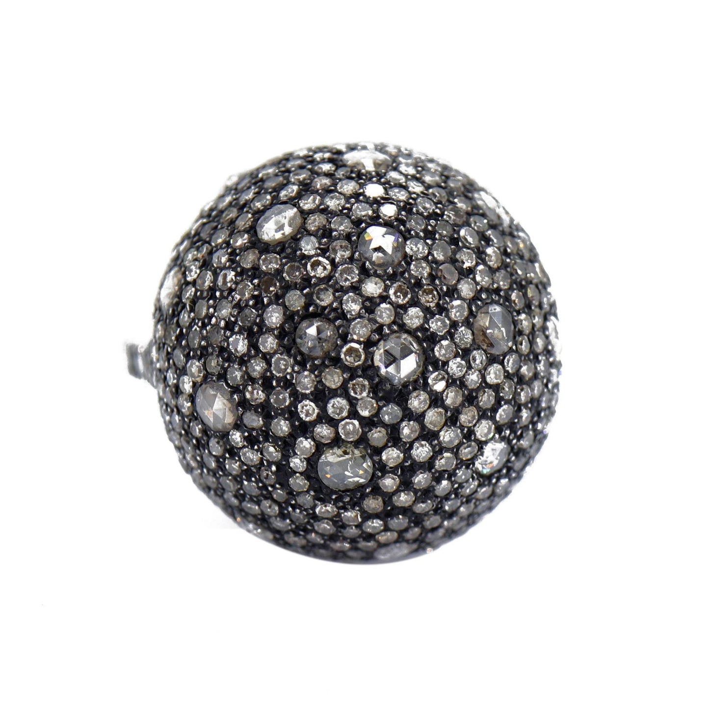 Vintage Glamour Sterling Ball Shape Round Ring Silver