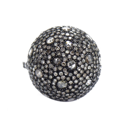 Vintage Glamour Sterling Ball Shape Round Ring Silver