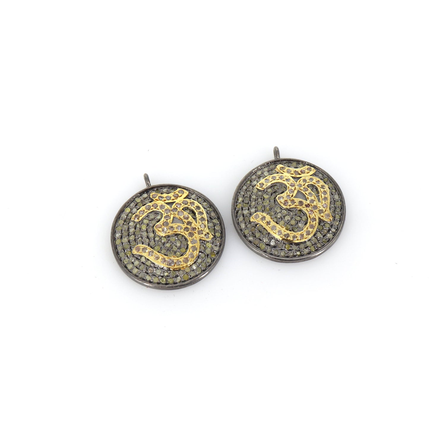 925 Sterling Spiritual Yoga Ohm Symbol Charms Victorian Pave Charm Artisan Organic Meditation Jewelry Making Charms Silver