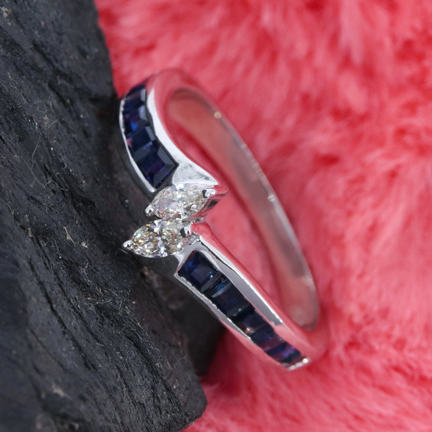 Marquise Cut Emerald Ruby Sapphire Ring Silver