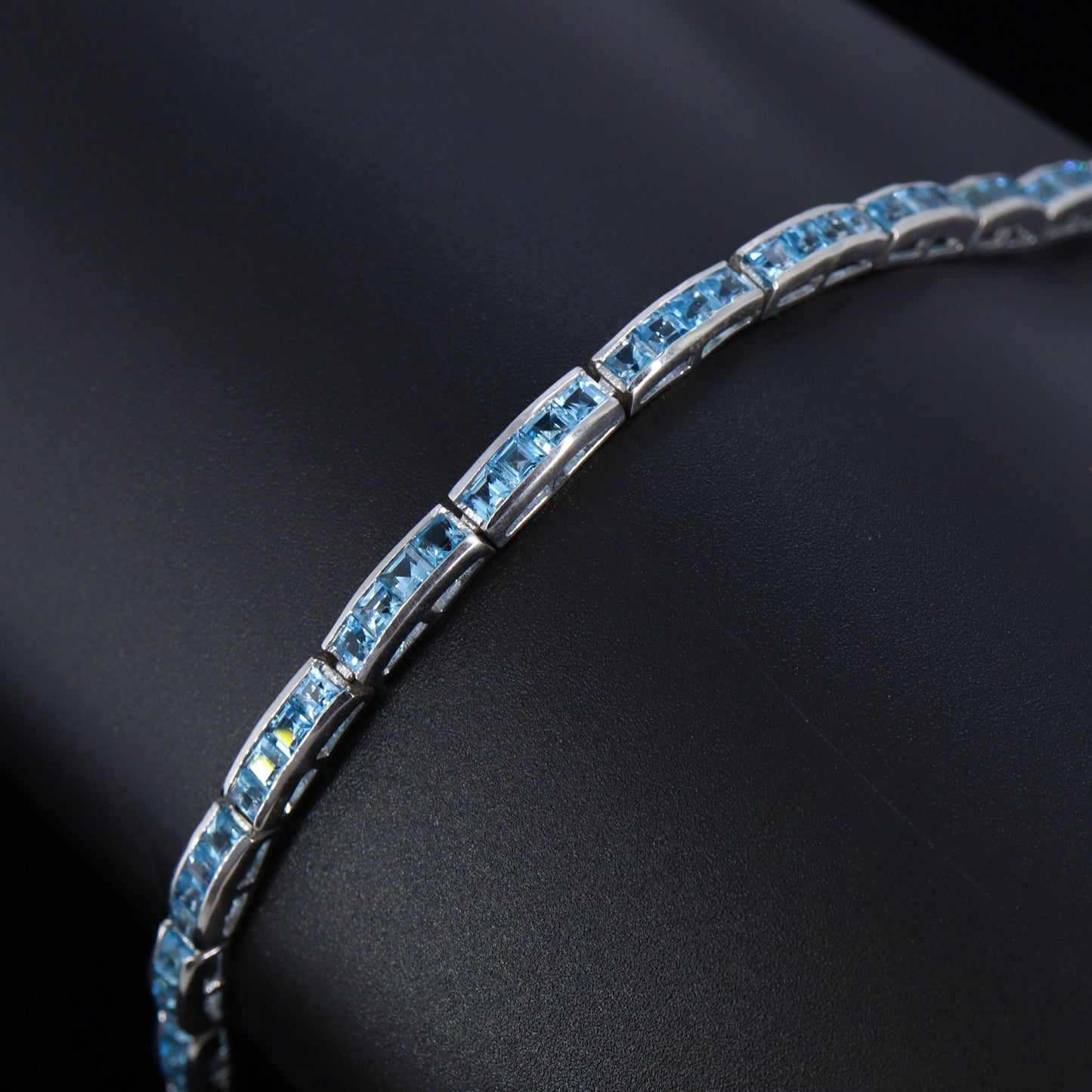 Swiss Blue Topaz Genuine Gemstones 925 Sterling Bracelet Silver