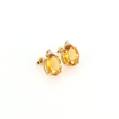 Citrine Stud Earring 14K Gold