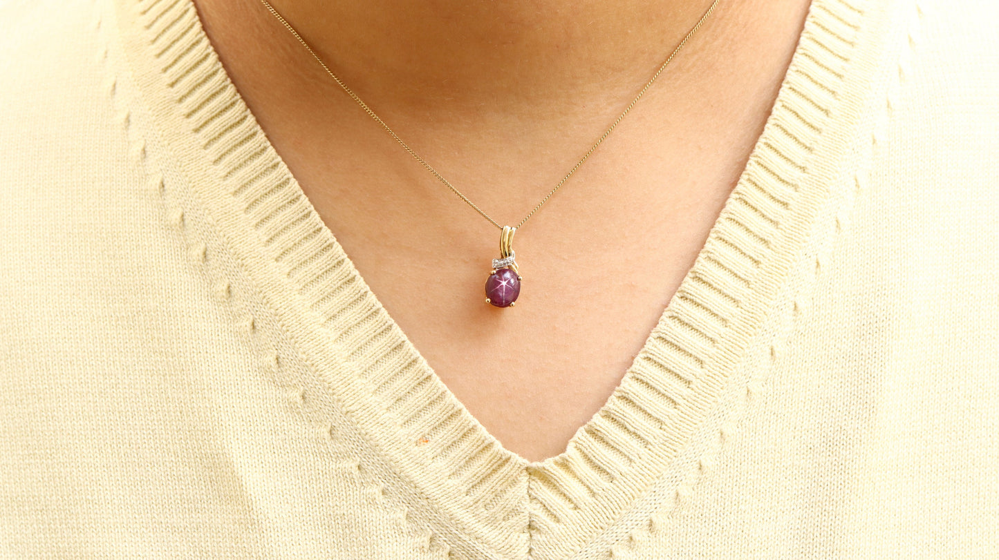 Star Ruby Necklace 14K Gold