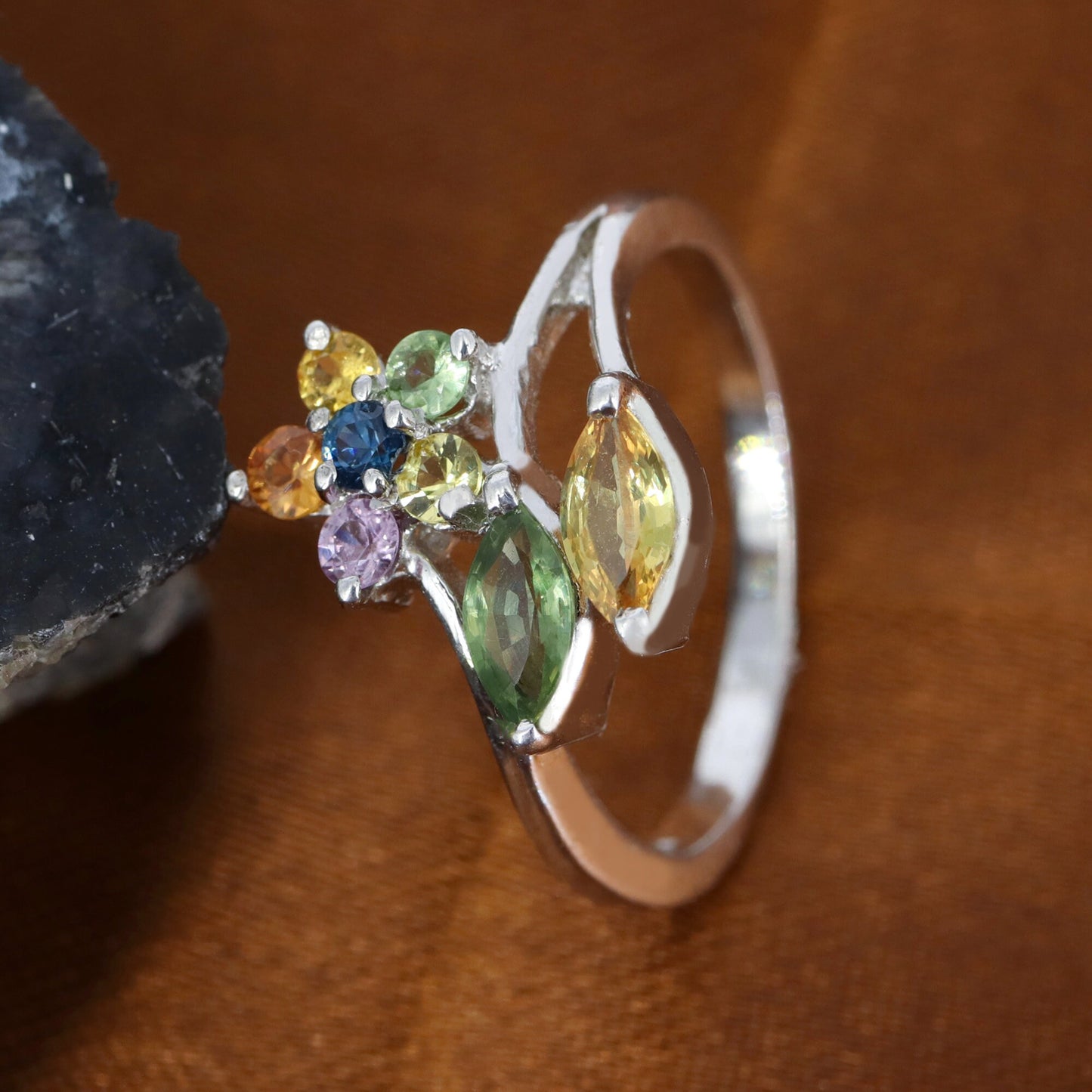 Classic Multi Sapphire Ring Silver