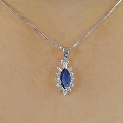 Blue Sapphire White Pendent White Pendant 18K Gold