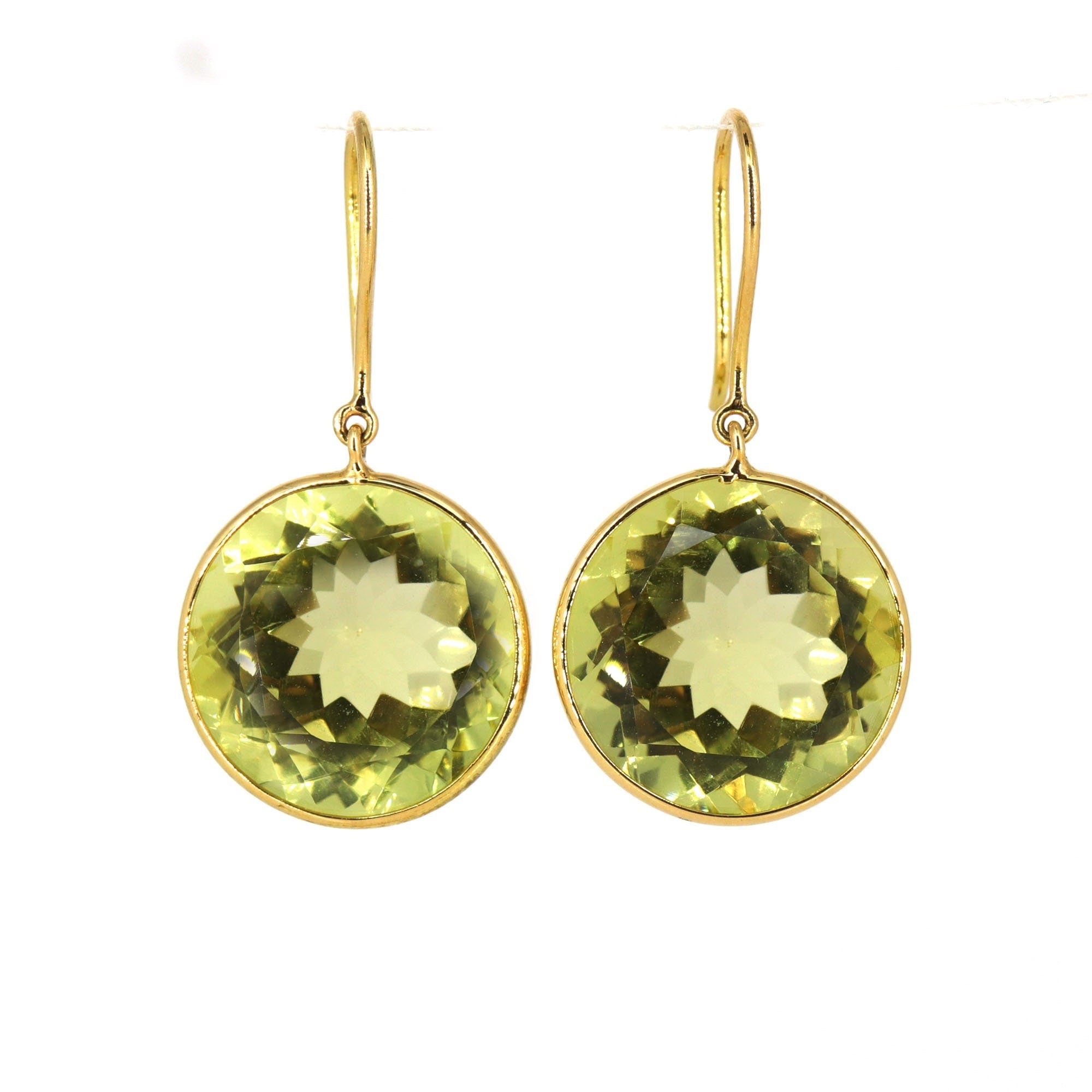 Yellow Handmade Lemon Topaz Hanging Earring 18K Gold