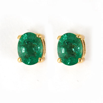 Emerald Studs Daily Wear Push Back Studs Emerald Earring 18K Gold