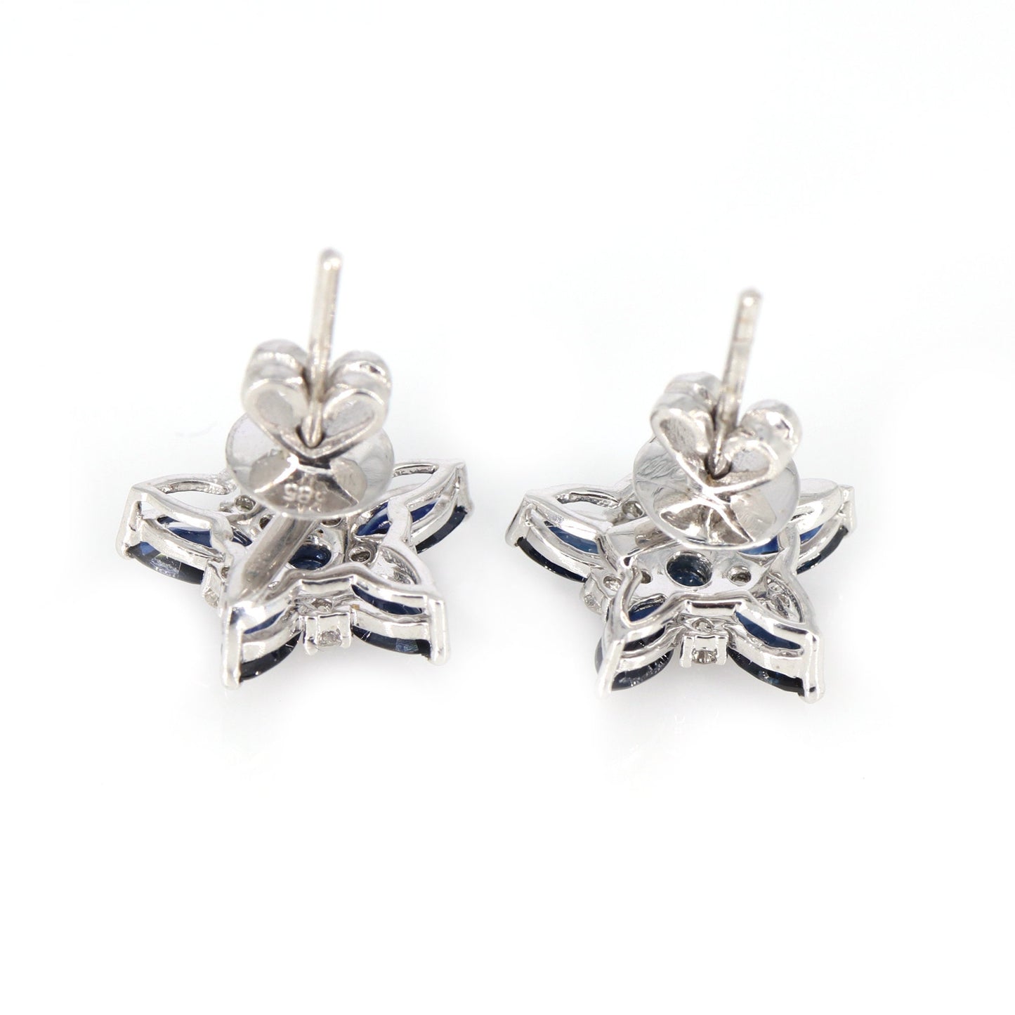 Blue Sapphire Stud Earring 14K Gold