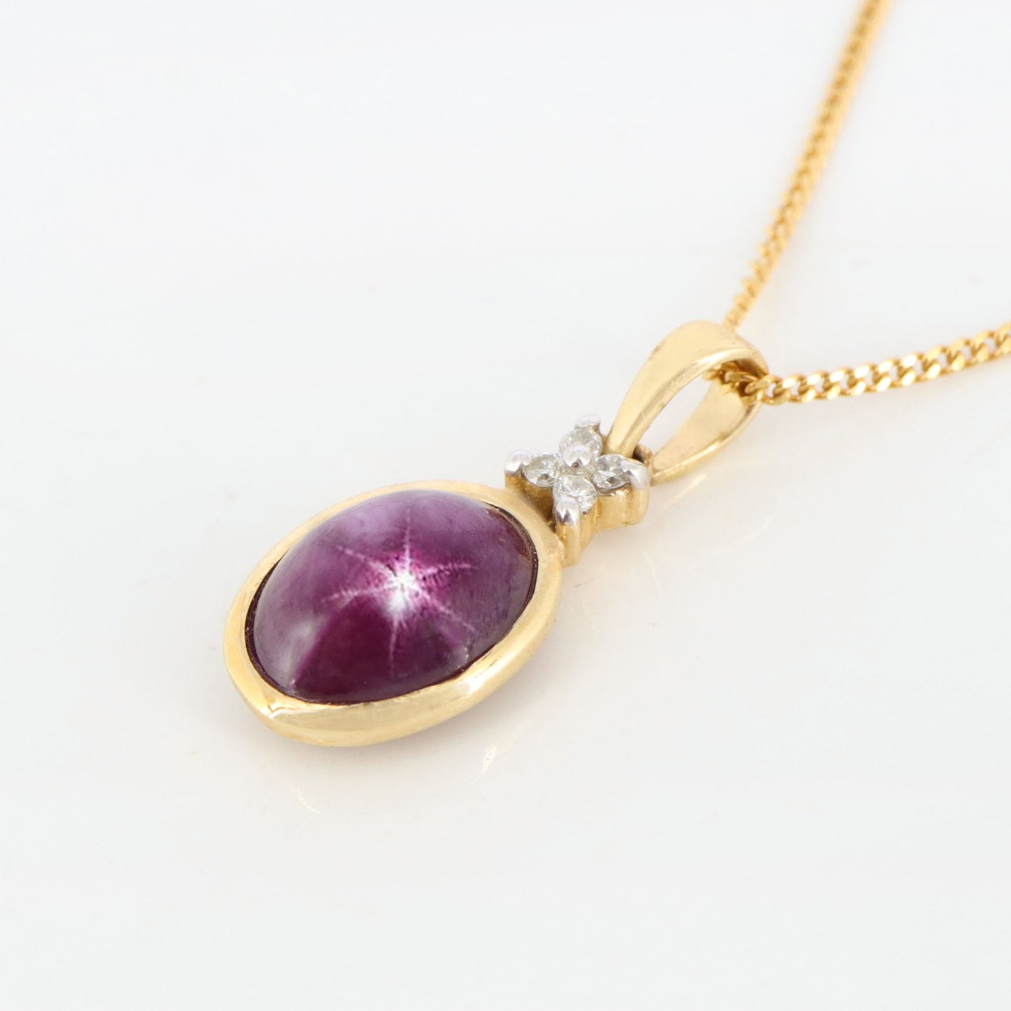 Star Ruby Pendant 14K Gold