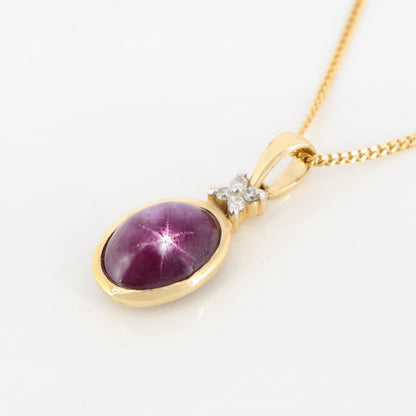 Star Ruby Pendant 14K Gold