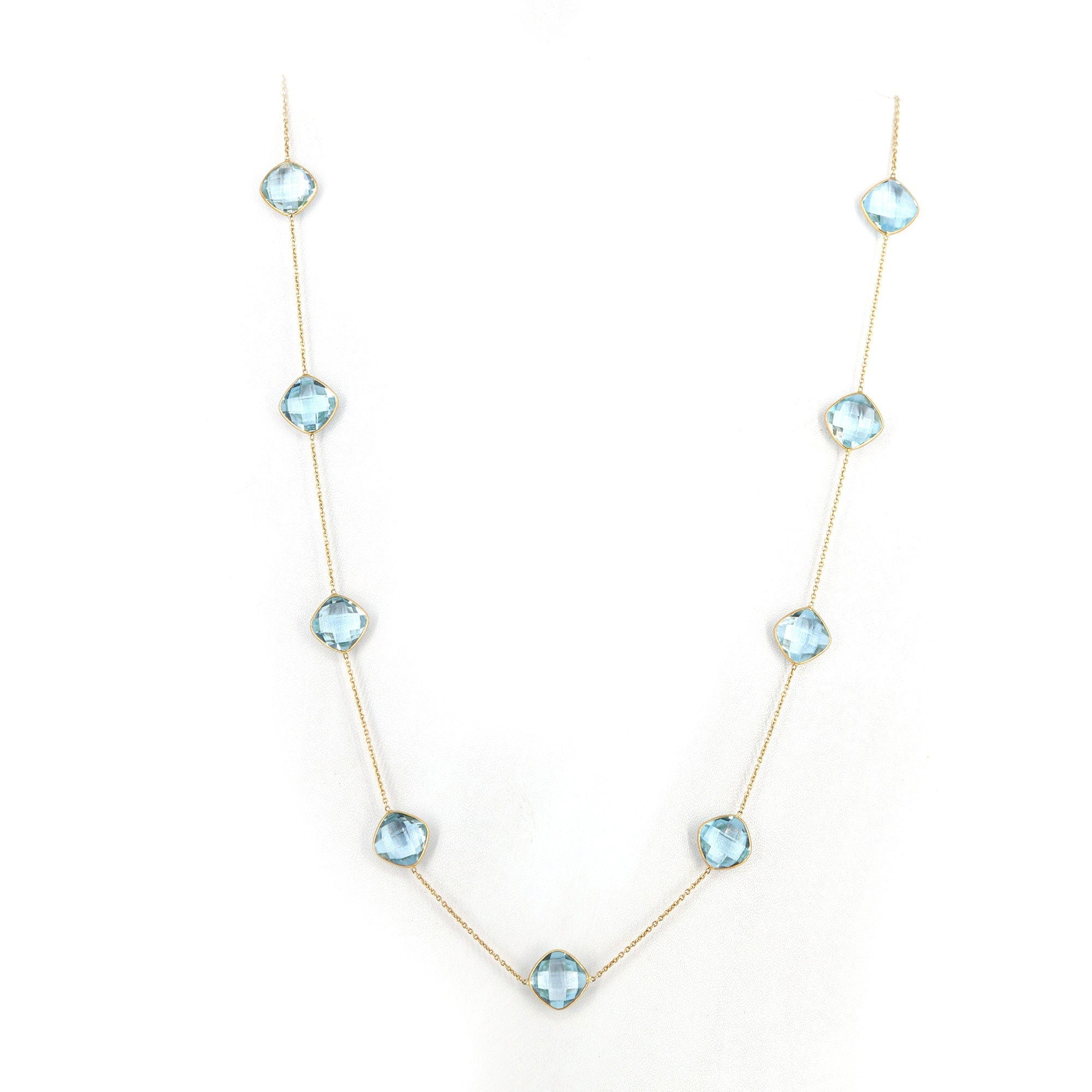 Blue Topaz Chain Blue Topaz Necklace 18K Gold