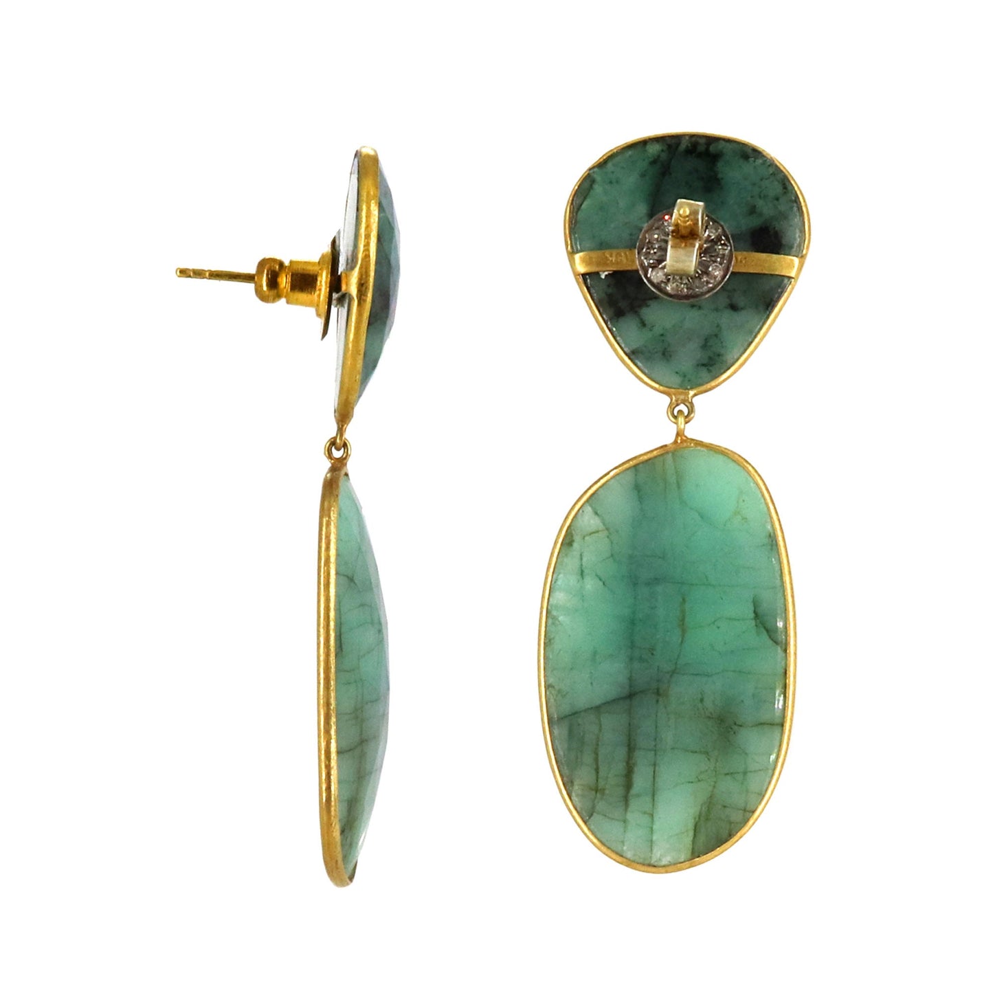 Rose Cut Emerald Earring 18K Gold