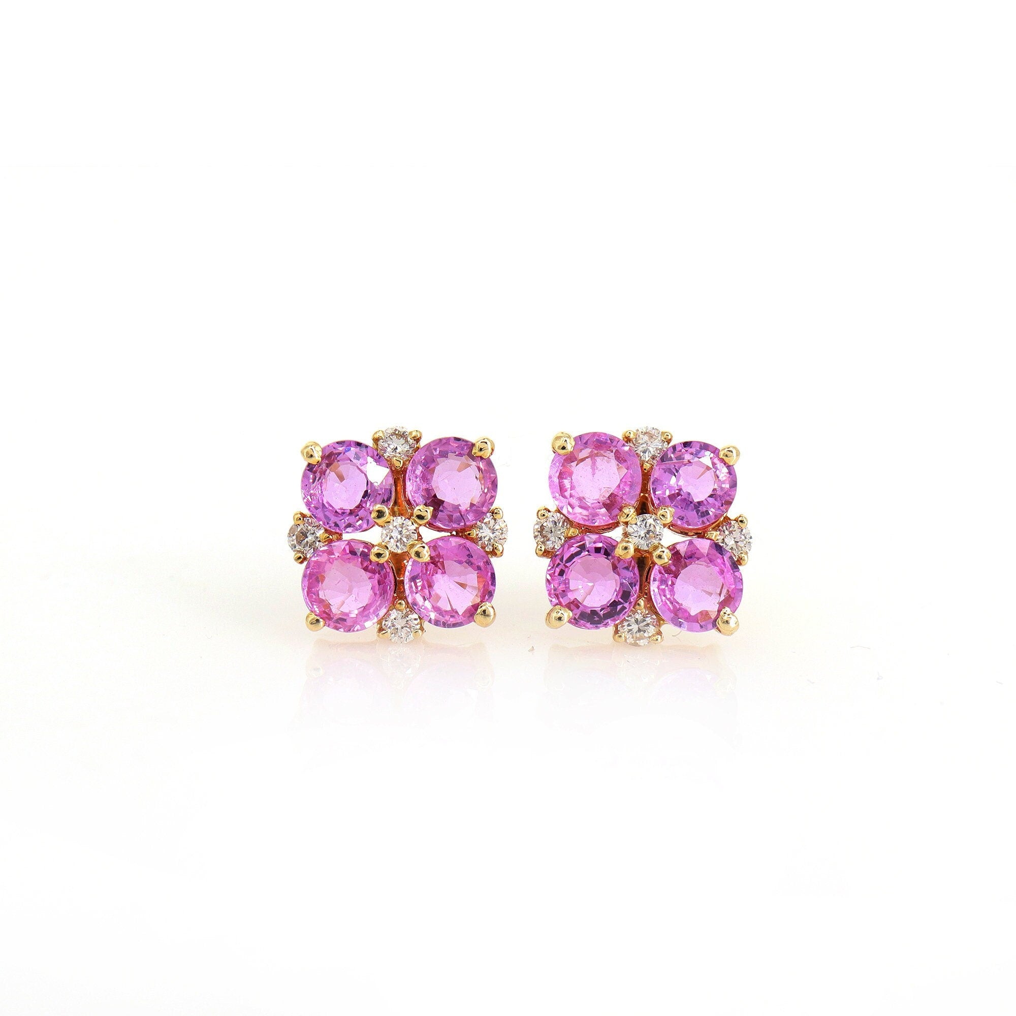 Pink Sapphire Earring 14K Gold