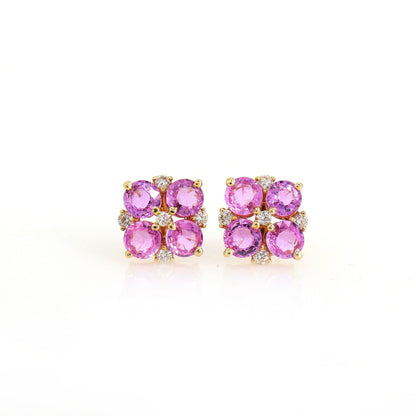 Pink Sapphire Earring 14K Gold