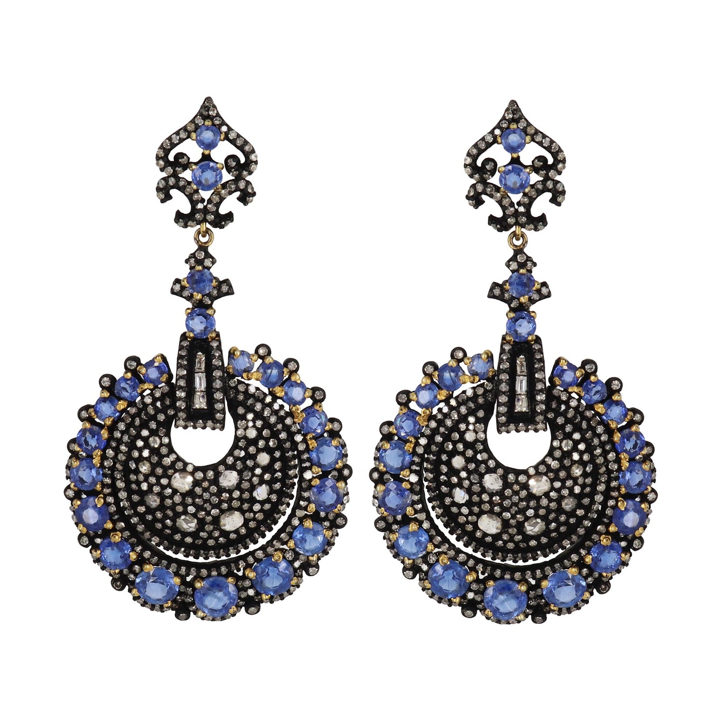 Round Shape Blue Kyanite Earring