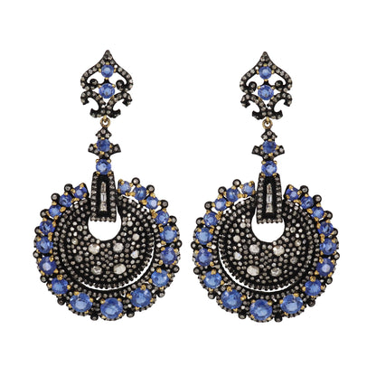 Round Shape Blue Kyanite Earring