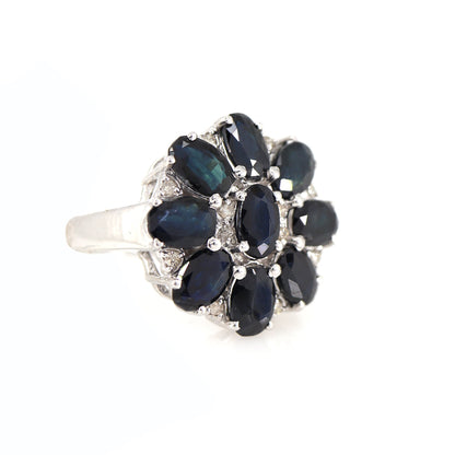 Sapphire Cocktail Ring Silver