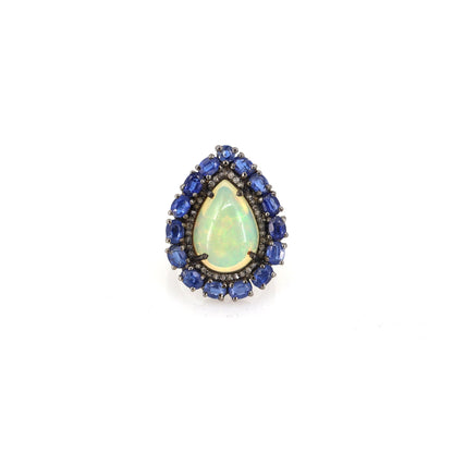 Kyanite & White Opal Ring