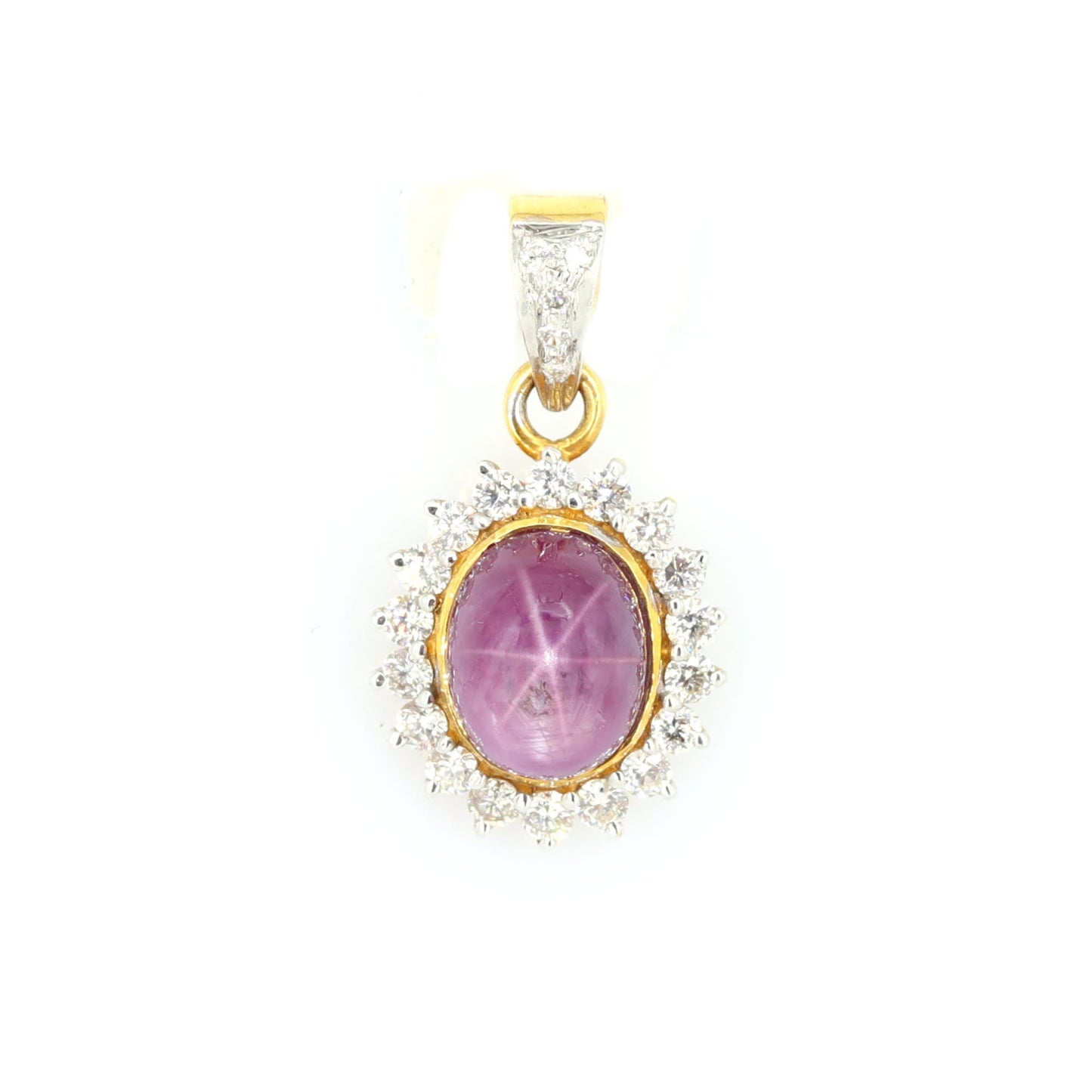 Antique Star Ruby Necklace 14K Gold