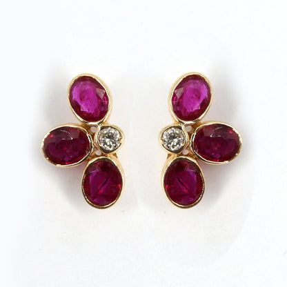 Genuine Sapphire/Ruby Studs/ Yellow Blue Sapphire/Ruby Earring 14K Gold