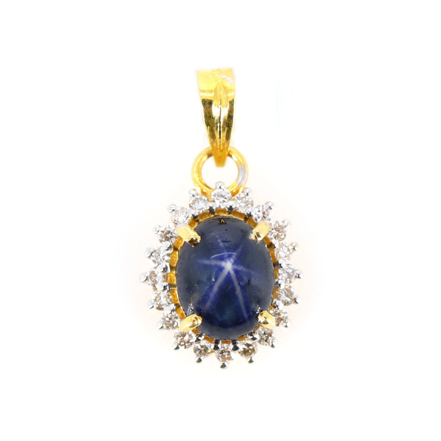 Blue Star Sapphire Jewelry Women Star Sapphire & Pendant 14K Gold