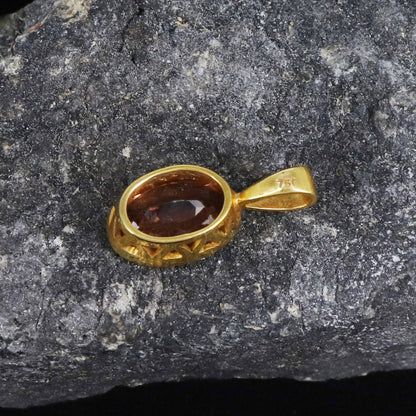 Yellow Orange Tourmaline Pendant 18K Gold