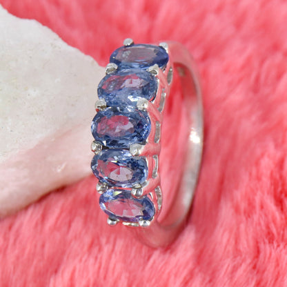 Elegant Blue Sapphire Ring Silver