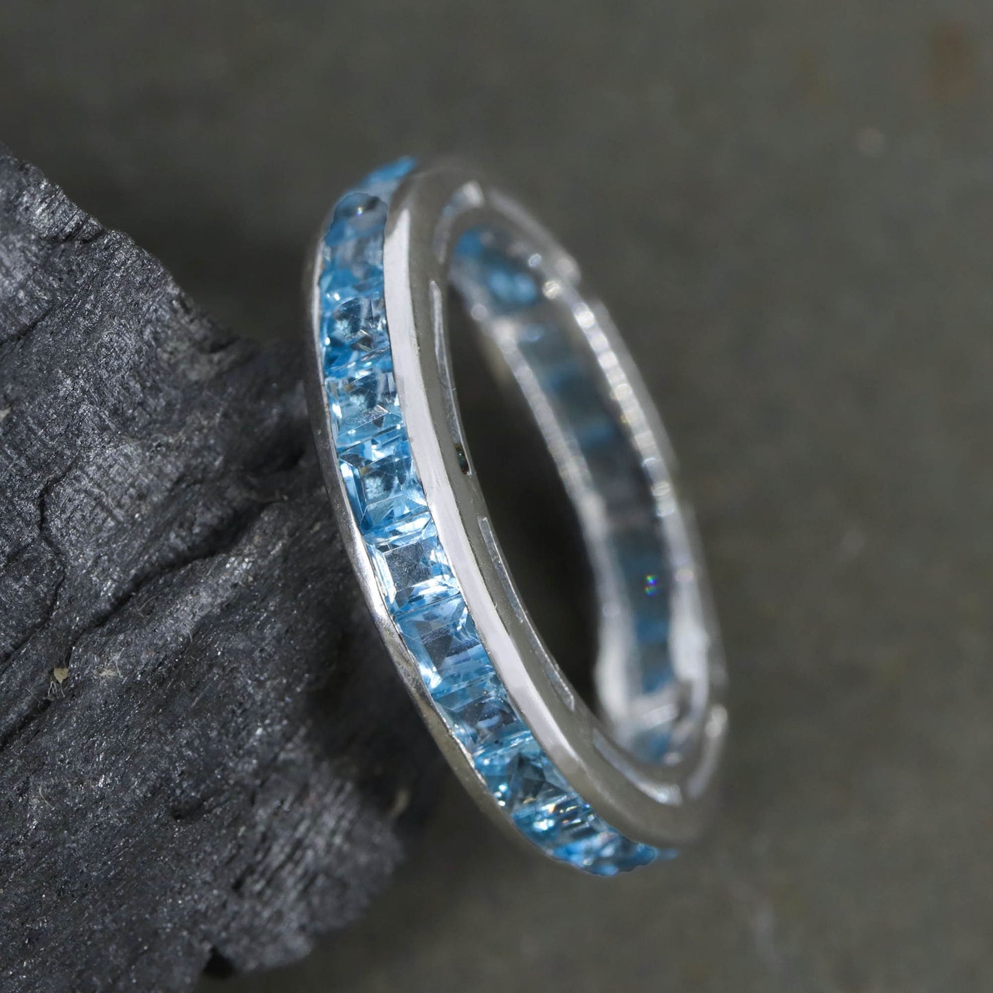 Blue Topaz Gemstone 925 Sterling Stackable Ring Silver