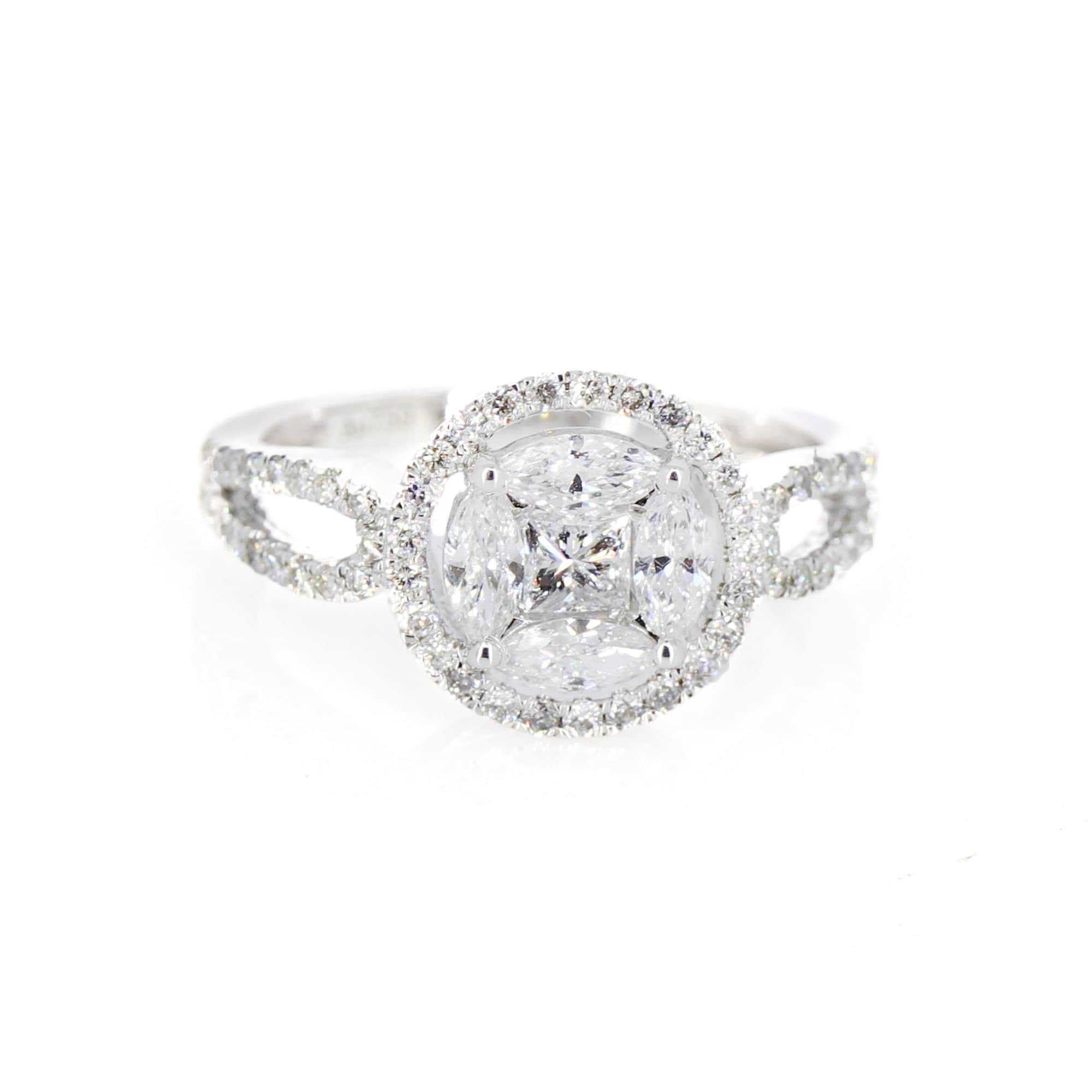 Illusion Setting 1 White Ring 18K Gold