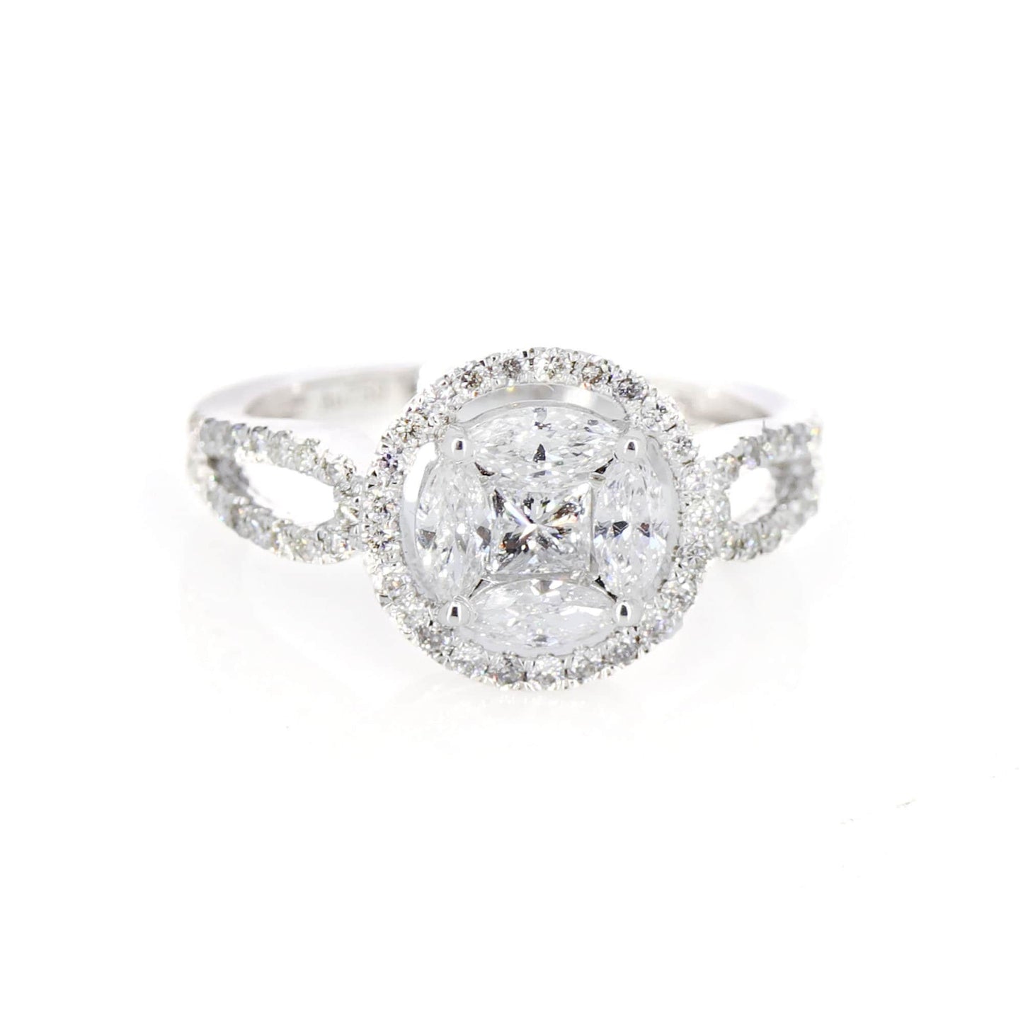 Illusion Setting 1 White Ring 18K Gold