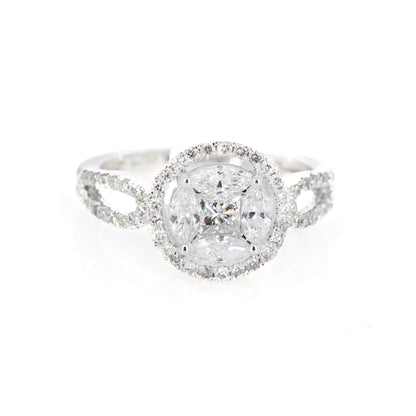 Illusion Setting 1 White Ring 18K Gold